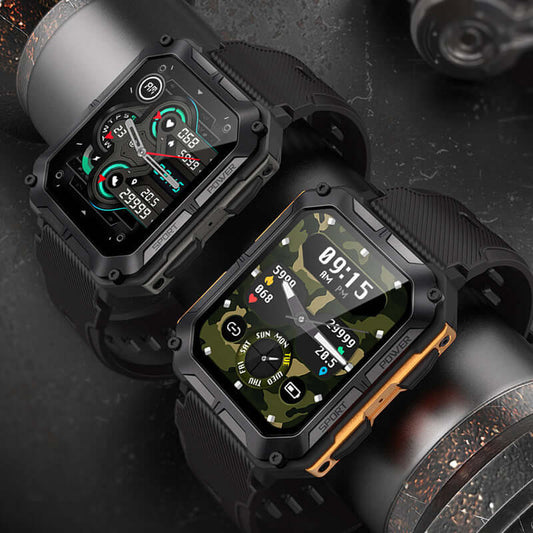 Outdoor sport smart watch with Bluetooth calling and fitness tracking features.