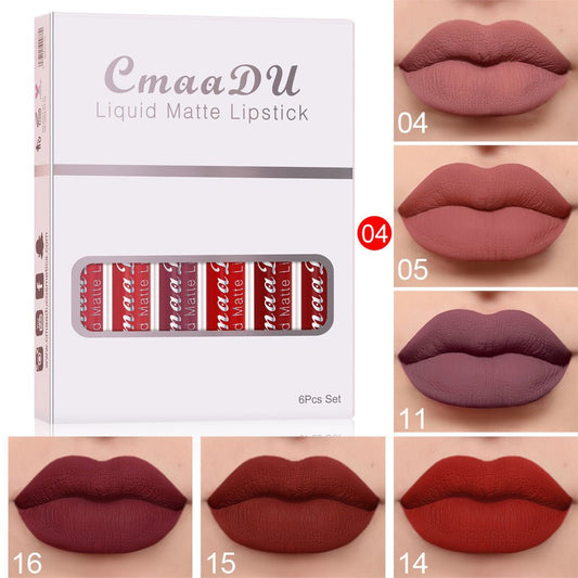 6 Boxes Of Matte Non - stick Cup Waterproof Lipstick Long Lasting Lip Gloss - The Believe Store